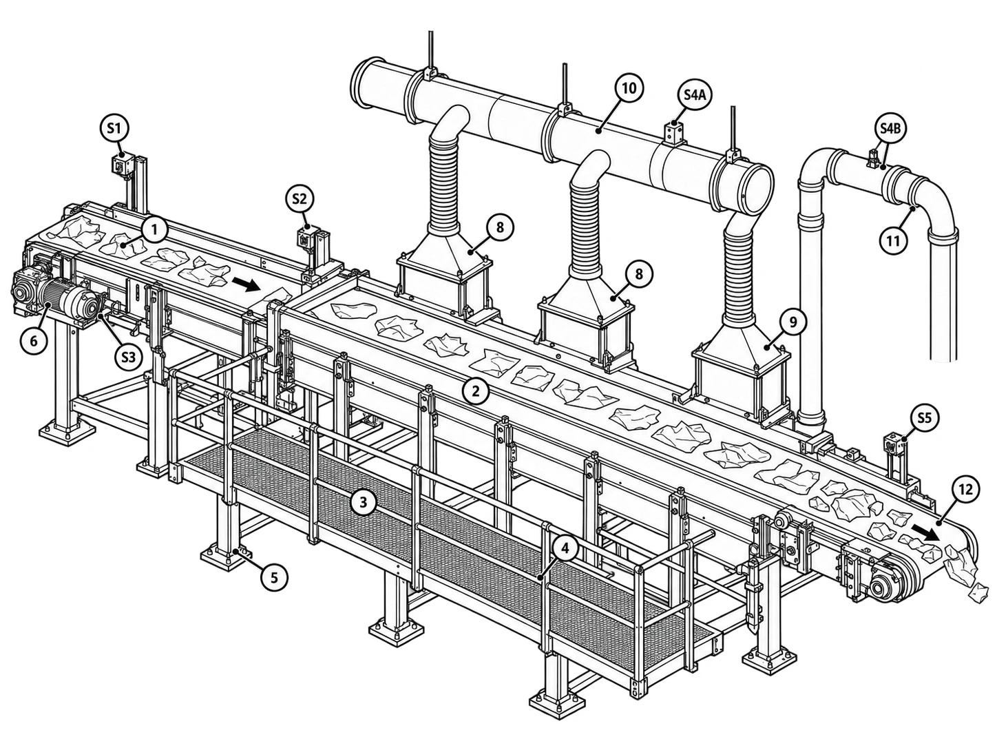 Desenho do conjunto Esteira de planares