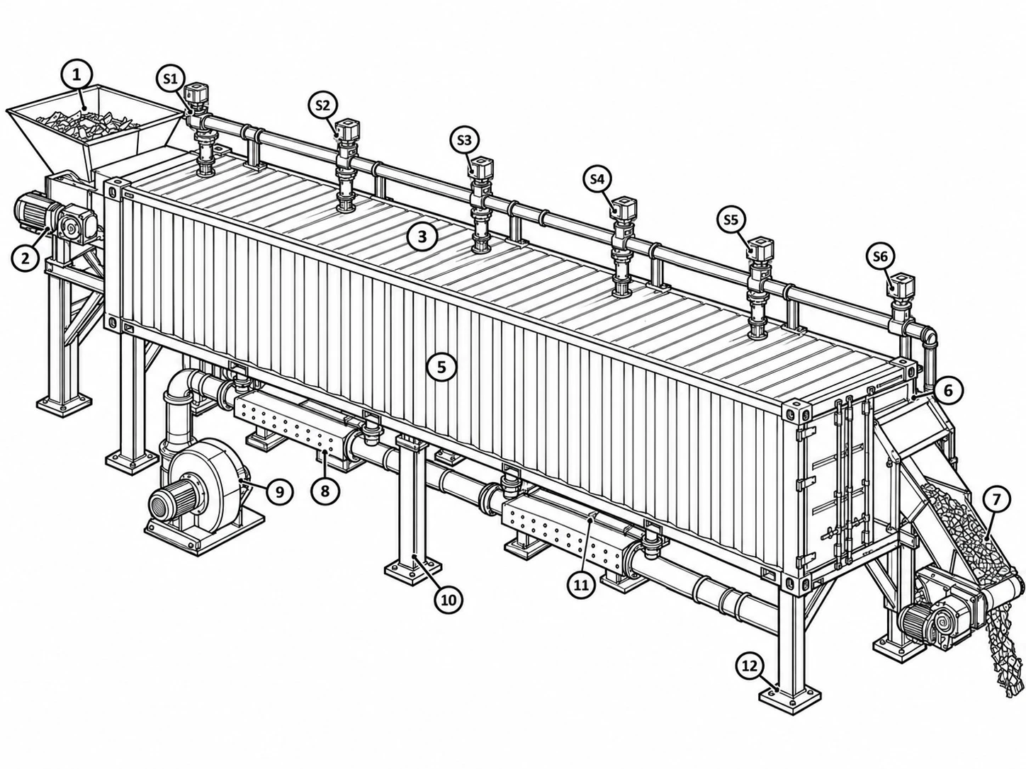 Desenho do conjunto Tratamento biológico modular